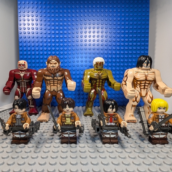 8 Minifigures- Attack on Titan Anime Building Block Toy Action Figure Big Fig - Picture 1 of 14